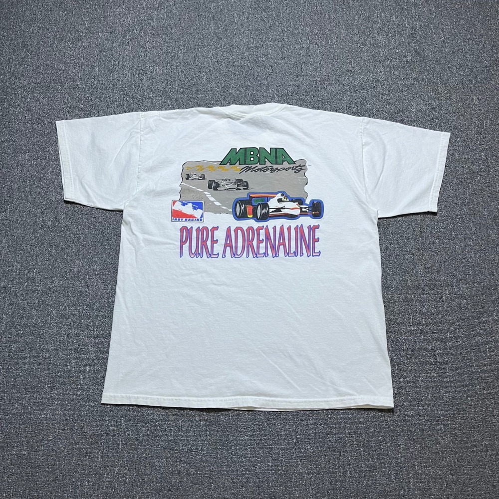 Vintage MBNA Motorsports Indy‎ Racing T-Shirt XL White Pure Adrenaline 90s